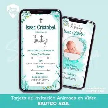 TARJETA DE INVITACIÓN PARA BAUTISMO DE NIÑO