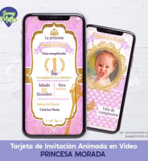 TARJETA DE INVITACIÓN CORONAS DE PRINCESA