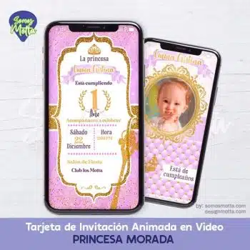 TARJETA DE INVITACIÓN CORONAS DE PRINCESA