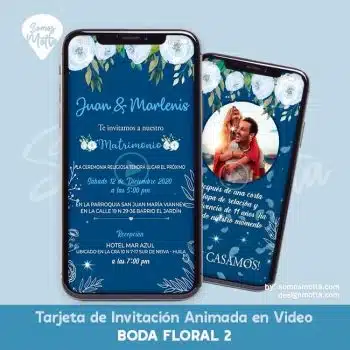 VIDEO TARJETA DE INVITACIÓN PARA BODA 2 AZUL