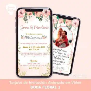 TARJETA DE INVITACIÓN PARA BODA FLORAL