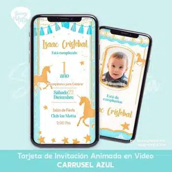 TARJETA DE INVITACIÓN CARRUSEL NIÑO