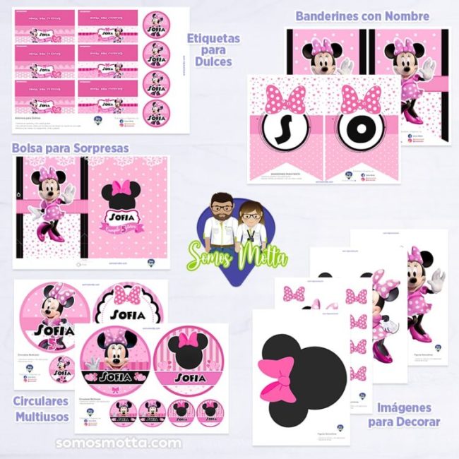 KIT IMPRIMIBLE DE FIESTA MINNIE ROSADA