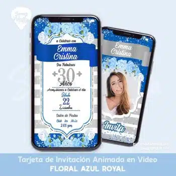 TARJETA DE INVITACIÓN DAMA AZUL ROYAL