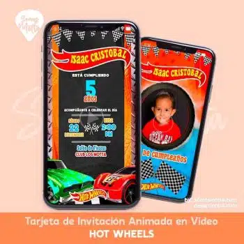 TARJETA DE INVITACIÓN HOT WHEELS CARROS