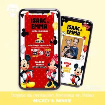 TARJETA INVITACIÓN DE MICKEY Y MINNIE