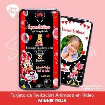 TARJETA DE INVITACIÓN MINNIE ROJA