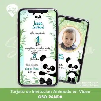 TARJETA DE INVITACIÓN OSO PANDA NIÑO