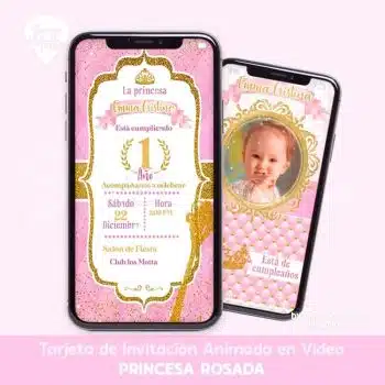 TARJETA DE INVITACIÓN PRINCESA ROSADA