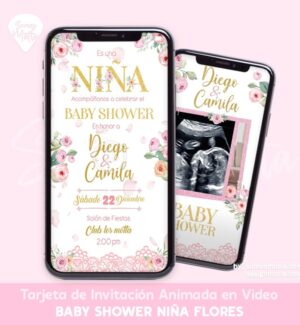 INVITACIÓN BABY SHOWER FLORAL NIÑA