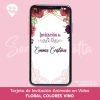 TARJETA DE INVITACIÓN PARA DAMA FLORAL VINO