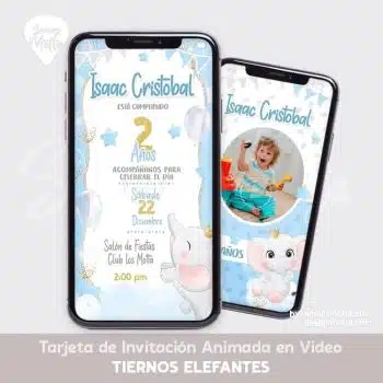 TARJETA DE INVITACIÓN DE ELEFANTES DIGITAL