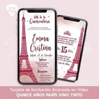 INVITACIÓN DE QUINCE AÑOS PARÍS VINOTINTO