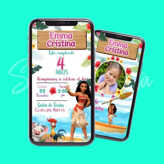 Invitación de Cumpleaños de Moana en Video