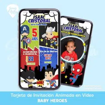 INVITACION DE CUMPLEAÑOS DE BABY HEROES