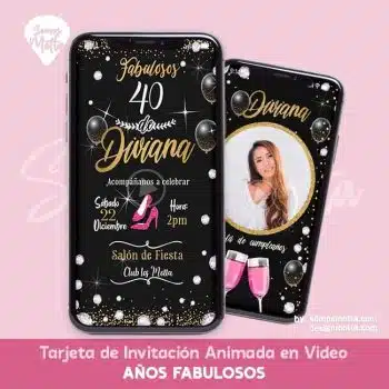 TARJETA DE INVITACIÓN PARA DAMA AÑOS FABULOSOS