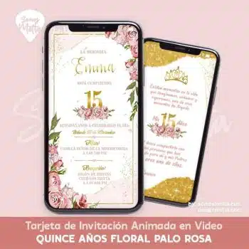 TARJETA DE INVITACIÓN QUINCE AÑOS PALO DE ROSA