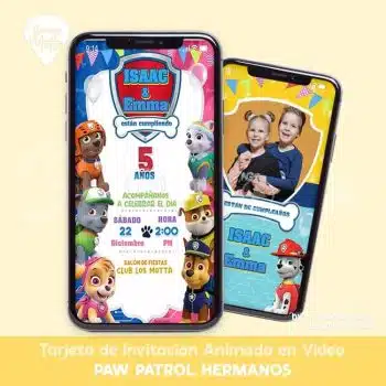 INVITACIÓN ANIMADA DE PAW PATROL HERMANOS