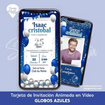 INVITACIÓN ANIMADA CON GLOBOS AZULES