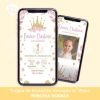 INVITACIÓN DIGITAL PRINCESA ROSA CON DORADO