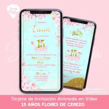 INVITACIÓN DIGITAL 15 AÑOS FLORES DE CEREZO