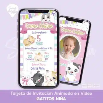 INVITACIÓN DIGITAL GATOS NIÑA