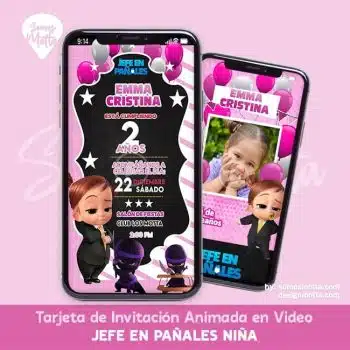 INVITACIÓN DIGITAL JEFE EN PAÑALES 2 NIÑA