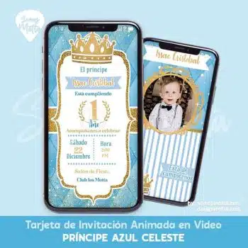 INVITACIÓN DIGITAL PRINCIPE AZUL CELESTE