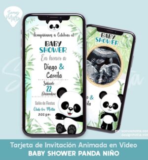 INVITACIÓN BABY SHOWER PANDA NIÑO