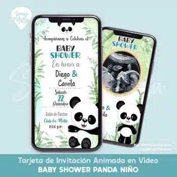 INVITACIÓN BABY SHOWER PANDA NIÑO