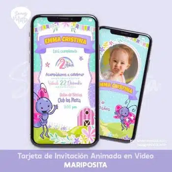 INVITACIÓN DE MARIPOSITA GALLINA PINTADITA