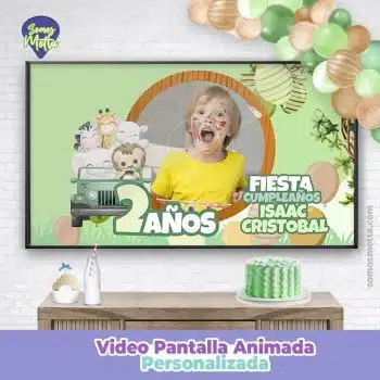 VIDEO PANTALLA PARA CUMPLEAÑOS DE SAFARI JUNGLA