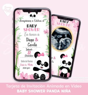 INVITACIÓN BABY SHOWER PANDA NIÑA