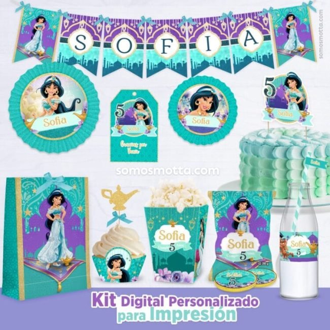 KIT IMPRIMIBLE JASMIN PRINCESA DISNEY