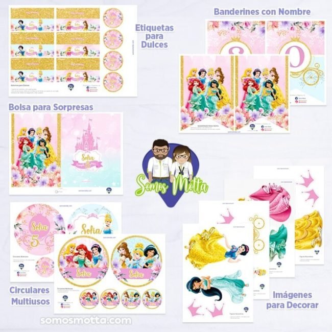 KIT IMPRIMIBLE DE FIESTA PRINCESAS DE DISNEY