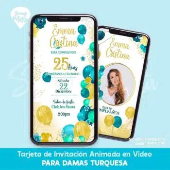 VIDEO INVITACIÓN PARA MUJER EN TURQUESA