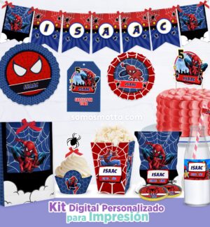 Complementa tu Decoración con el KIT IMPRIMIBLE HOMBRE ARAÑA te enviamos personalizado para Imprimir fiesta spiderman marvel comics