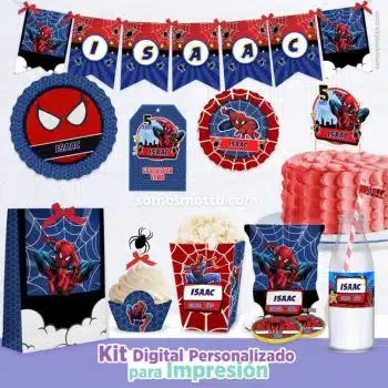 Complementa tu Decoración con el KIT IMPRIMIBLE HOMBRE ARAÑA te enviamos personalizado para Imprimir fiesta spiderman marvel comics