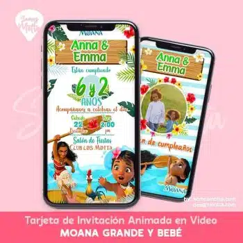 VIDEO INVITACIÓN MOANA BEBÉ Y GRANDE