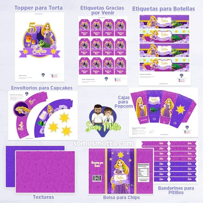 KIT IMPRIMIBLE RAPUNZEL DECORACIÓN