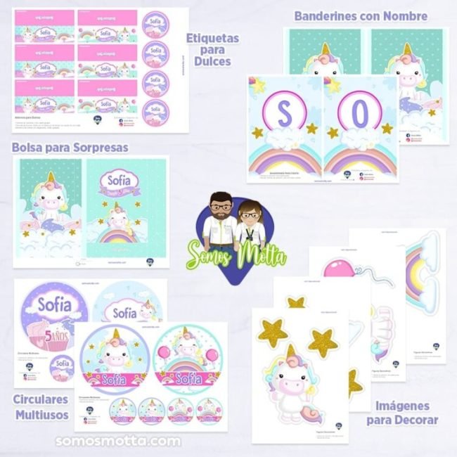KIT IMPRIMIBLE UNICORNIO BEBÉ