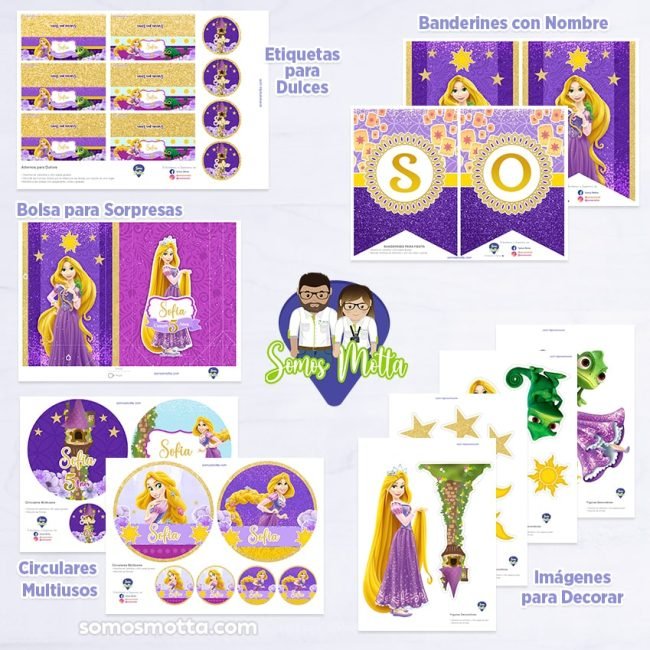 KIT IMPRIMIBLE RAPUNZEL DECORACIÓN