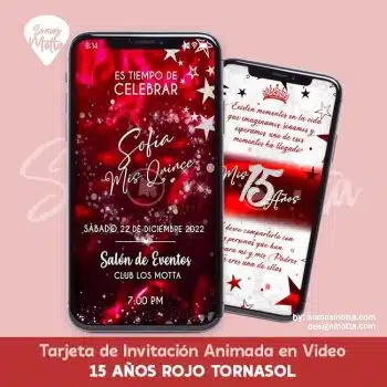 INVITACIÓN QUINCE AÑOS ROJO TORNASOL