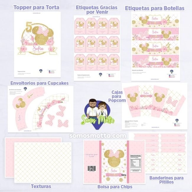 KIT IMPRIMIBLE MINNIE DORADA