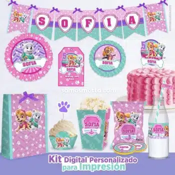 IMPRIMIBLE PAW PATROL NIÑA KIT DECORACIÓN