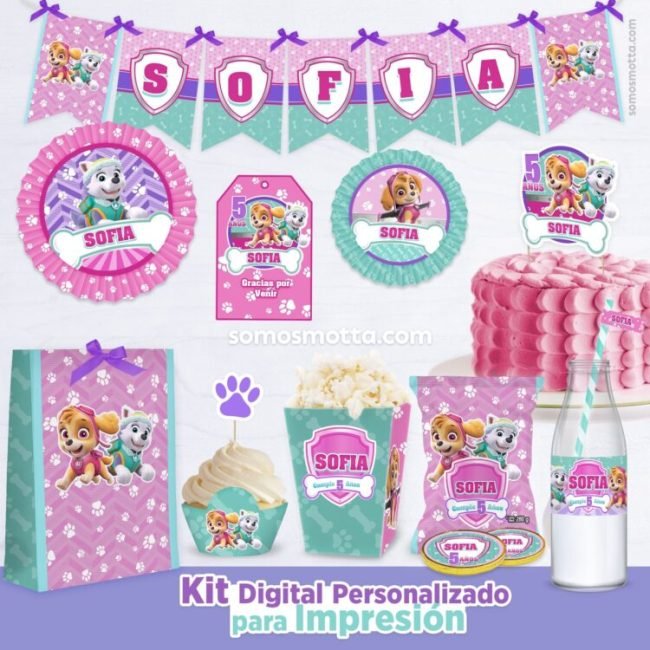 IMPRIMIBLE PAW PATROL NIÑA KIT DECORACIÓN