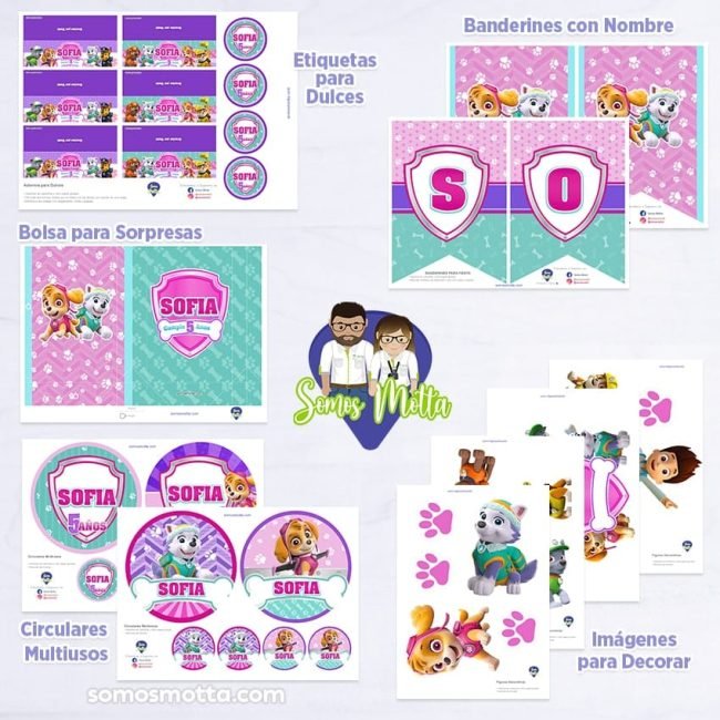 IMPRIMIBLE PAW PATROL NIÑA KIT DECORACIÓN