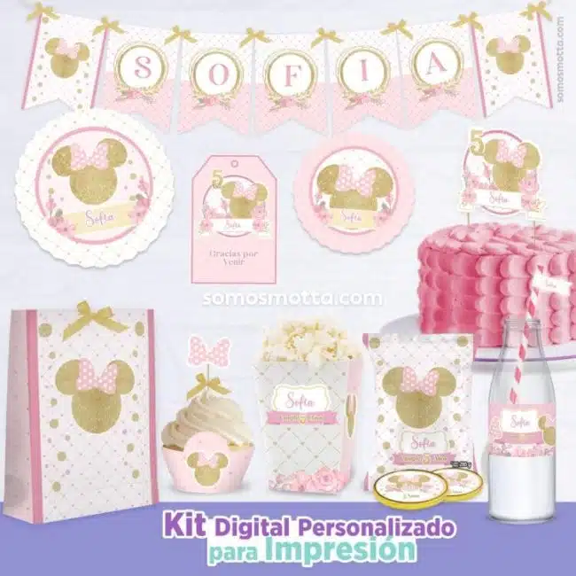 KIT IMPRIMIBLE MINNIE DORADA