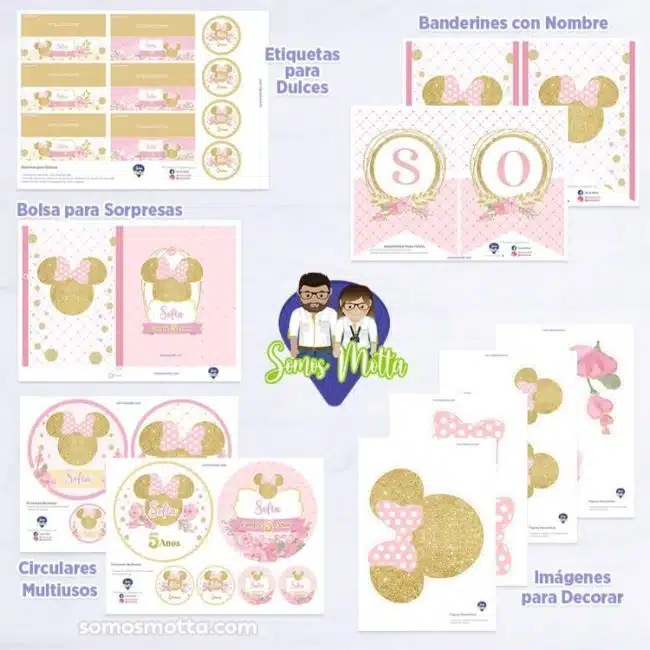 KIT IMPRIMIBLE MINNIE DORADA