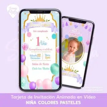 INVITACIÓN PARA NIÑA COLORES PASTELES